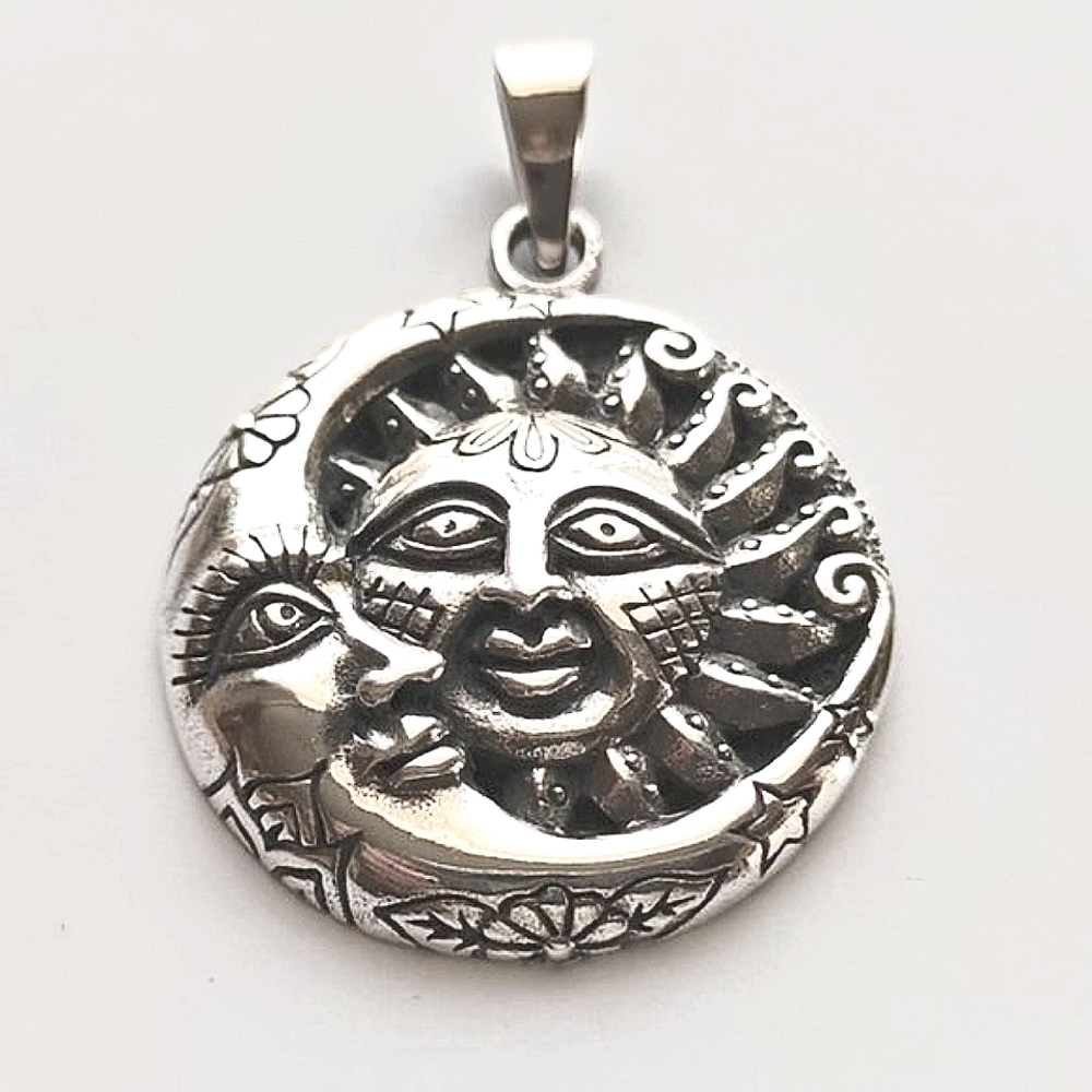 Sterling Silver Sun Moon Pendant - image 1